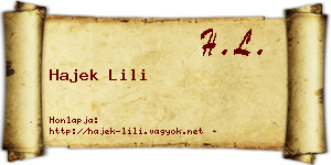 Hajek Lili névjegykártya